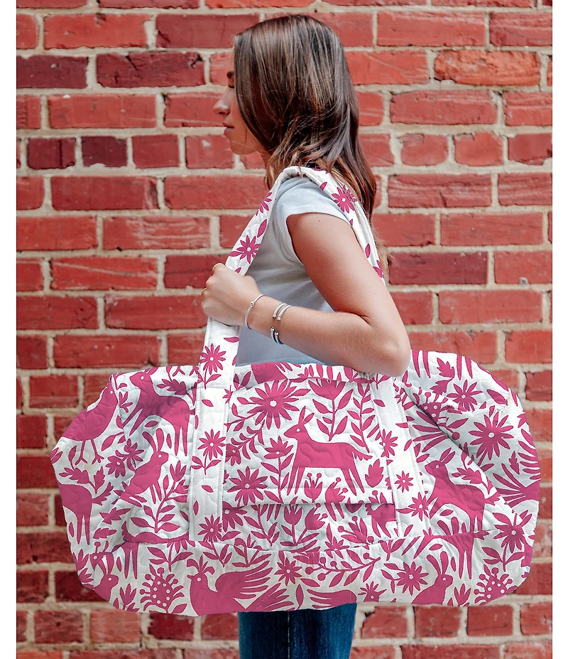 Ida Mae Home Piper Otomi Pink Fuchsia Quilted Weekender Duffle Bag