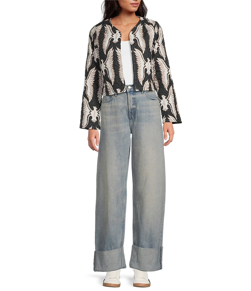 Ida Mae Home Round Collar Long Sleeve Cropped Jacket