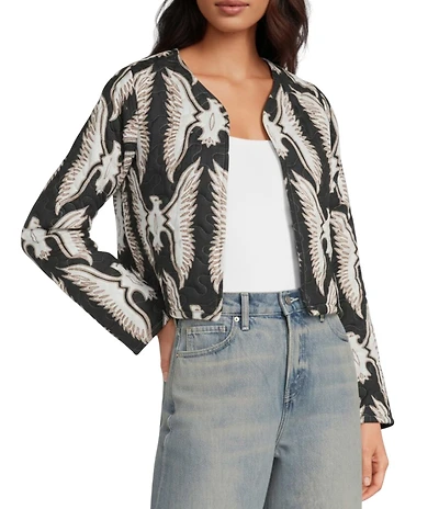 Ida Mae Home Round Collar Long Sleeve Cropped Jacket
