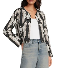 Ida Mae Home Round Collar Long Sleeve Cropped Jacket