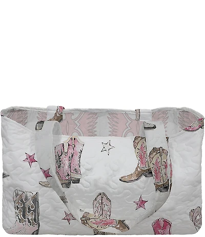 Ida Mae Home Thunderbird Boots Pink Quilted Tote Bag