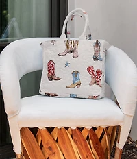 Ida Mae Home Thunderbird Boots Quilted Medium Tote Bag