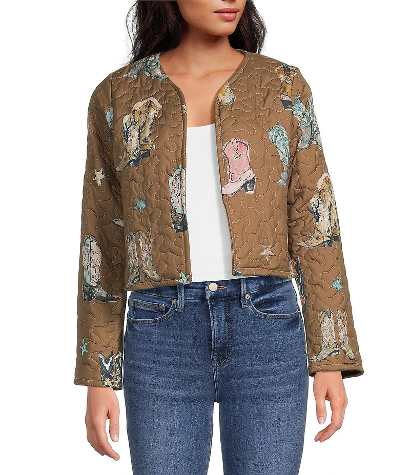 Ida Mae Home Thunderbird Round Neck Long Sleeve Open Front Jacket