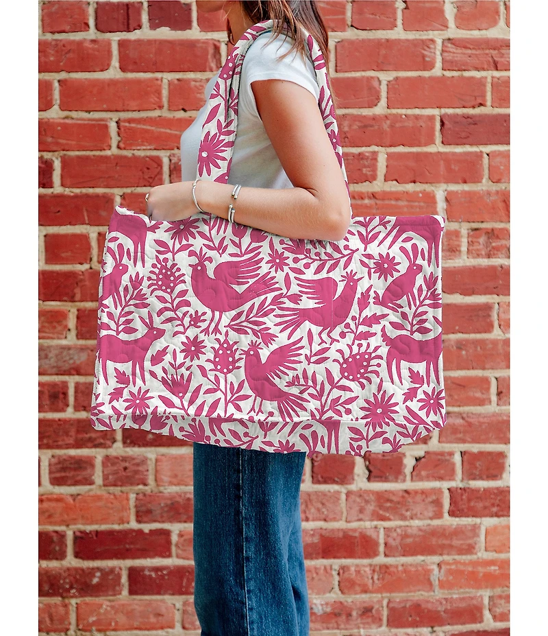 Ida Mae Home Piper Otomi Pink Fuchsia Quilted Tote Bag
