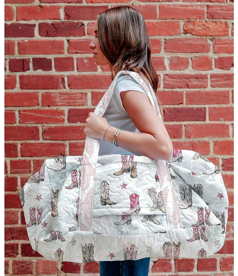 Ida Mae Home Thunder Boots Pink Quilted Weekender Duffle Bag