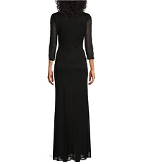 Ignite Evenings 3/4 Sleeve Boat Neck Glitter Dress