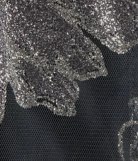 Ignite Evenings 3/4 Sleeve V-Neck Mesh Caplet Gown