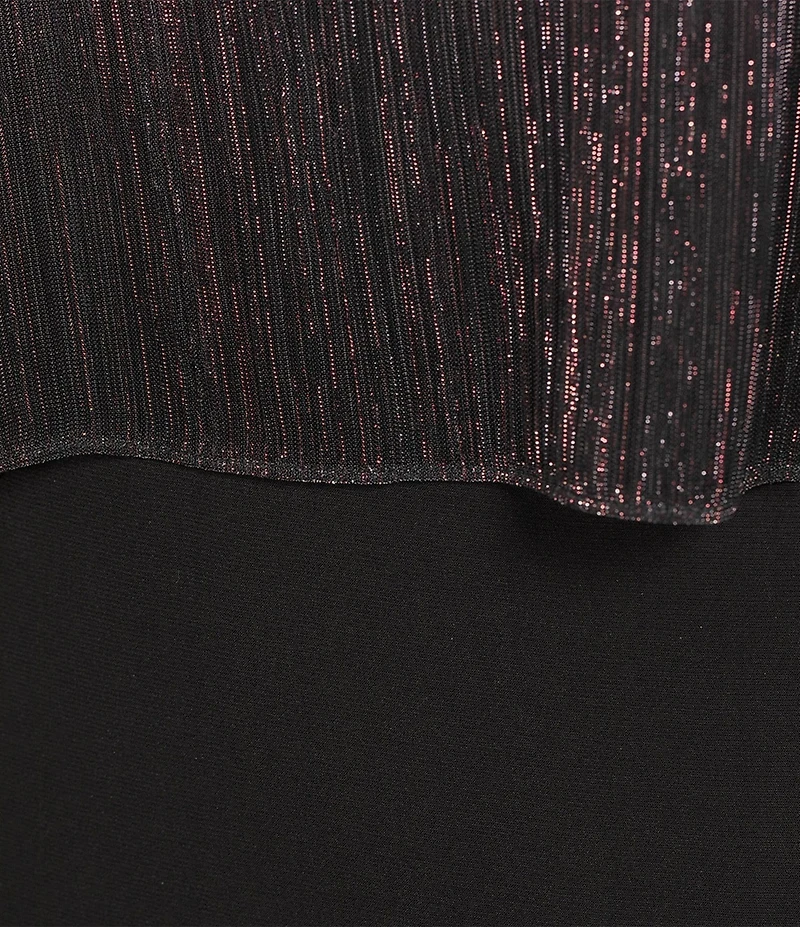 Ignite Evenings Beaded Ombre Popover 3/4 Sleeve Round Neck Gown