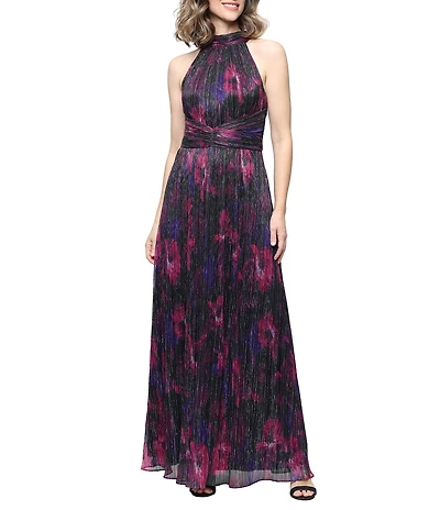Ignite Evenings Bodre Halter Neck Crossover Waist Long Dress