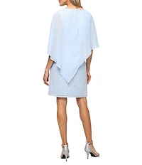 Ignite Evenings Crotchet Lace Asymmetric Chiffon Overlay Dress