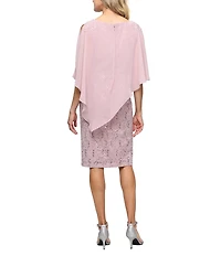 Ignite Evenings Embellished Lace Sheath Caplet Short Dress