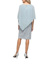 Ignite Evenings Embellished Lace Sheath Caplet Short Dress