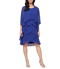 Ignite Evenings Emebllished Tiered Chiffon Jacket Dress