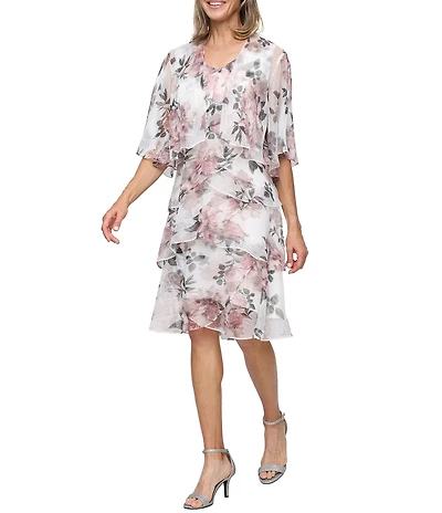 Ignite Evenings Floral Print Bodre Jacket Dress