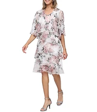 Ignite Evenings Floral Print Bodre Jacket Dress