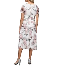 Ignite Evenings Floral Print Bodre Midi Dress