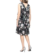 Ignite Evenings Floral Print Chiffon Tiered Dress