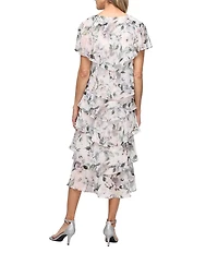 Ignite Evenings Floral Print Tiered Midi Dress