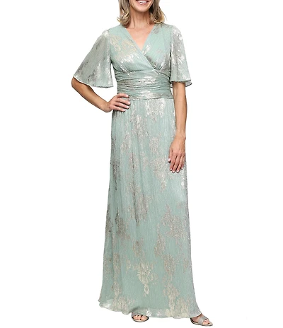 Ignite Evenings Foil Bodre Long Dress