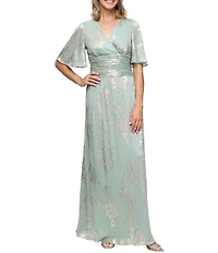 Ignite Evenings Foil Bodre Long Dress