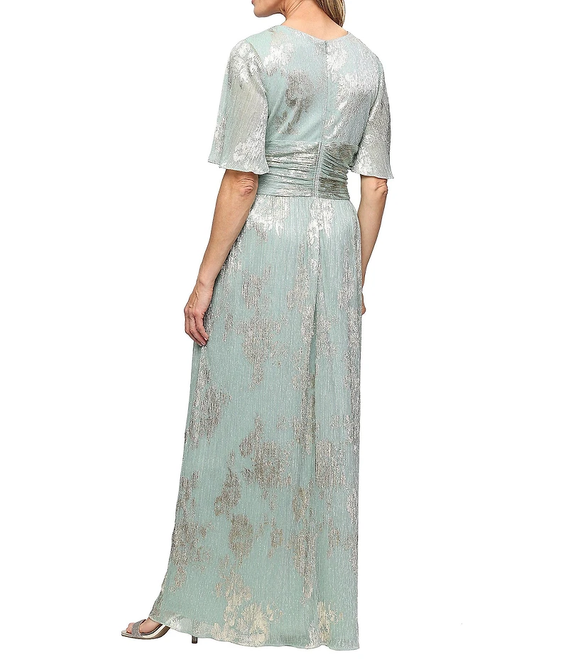 Ignite Evenings Foil Bodre Long Dress