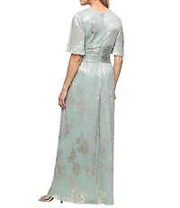 Ignite Evenings Foil Bodre Long Dress