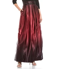 Ignite Evenings Ombre Satin Boat Neck 3/4 Sleeve Tie Waist Pocketed Ball Gown