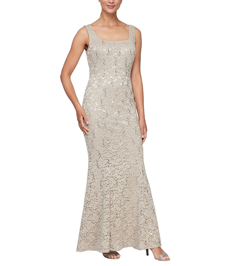 Ignite Evenings Petite Size 3/4 Sleeve Scoop Neck Sequin Lace 2-Piece Jacket Dress