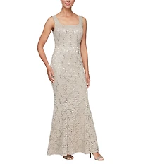 Ignite Evenings Petite Size 3/4 Sleeve Scoop Neck Sequin Lace 2-Piece Jacket Dress