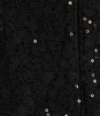 Ignite Evenings Petite Size Cap Sleeve Scoop Neck Sequin Lace A-Line Midi Dress