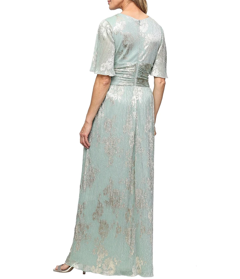 Ignite Evenings Petite Size Foil Long Dress