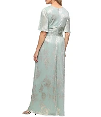 Ignite Evenings Petite Size Foil Long Dress