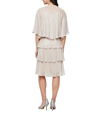 Ignite Evenings Petite Size Short Sleeve Embellished Crew Neck 2-Piece Jacket Dress