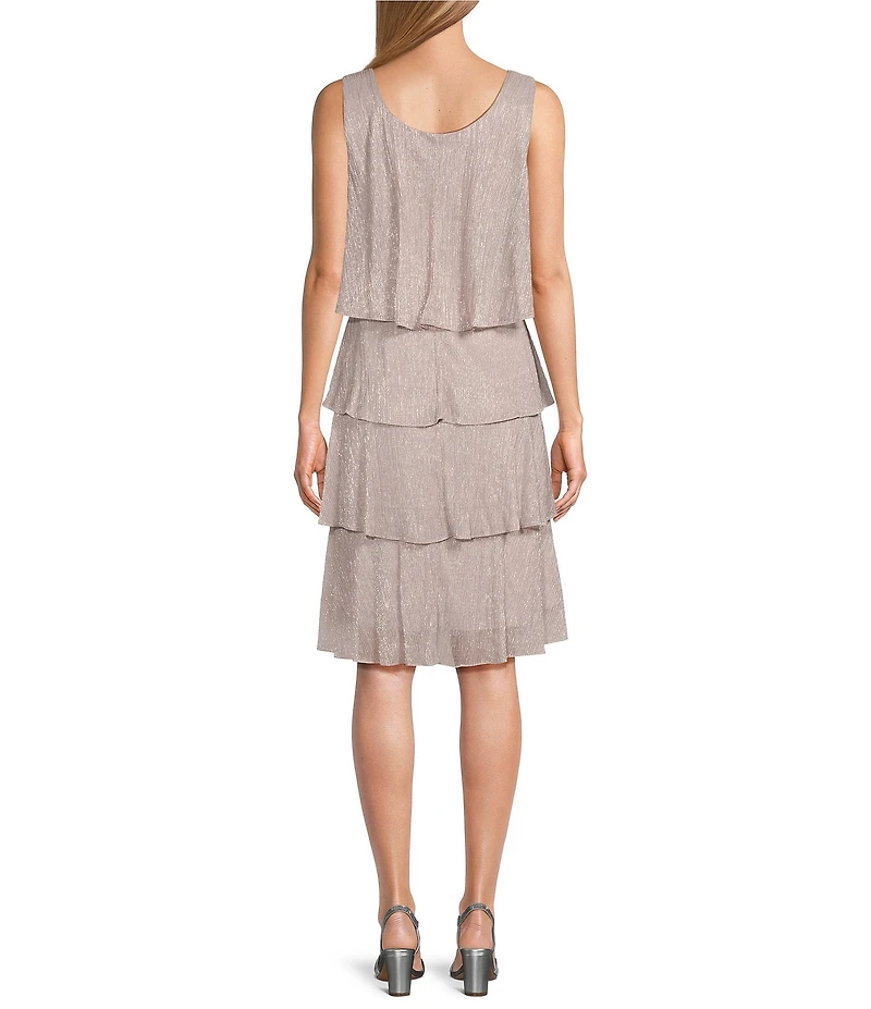 Ignite Evenings Petite Size Short Sleeve Embellished Crew Neck 2-Piece Jacket Dress