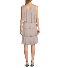 Ignite Evenings Petite Size Short Sleeve Embellished Crew Neck 2-Piece Jacket Dress