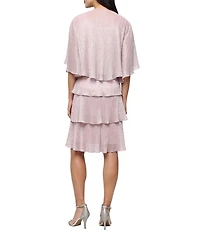 Ignite Evenings Petite Size Short Sleeve Embellished Crew Neck 2-Piece Jacket Dress