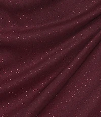Ignite Evenings Petite Size Short Sleeve Boat Neck Front Slit Glitter Jersey Dress