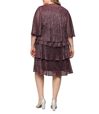 Ignite Evenings Plus Size Short Sleeve Embellished Crew Neck 2-Piece Jacket Dress