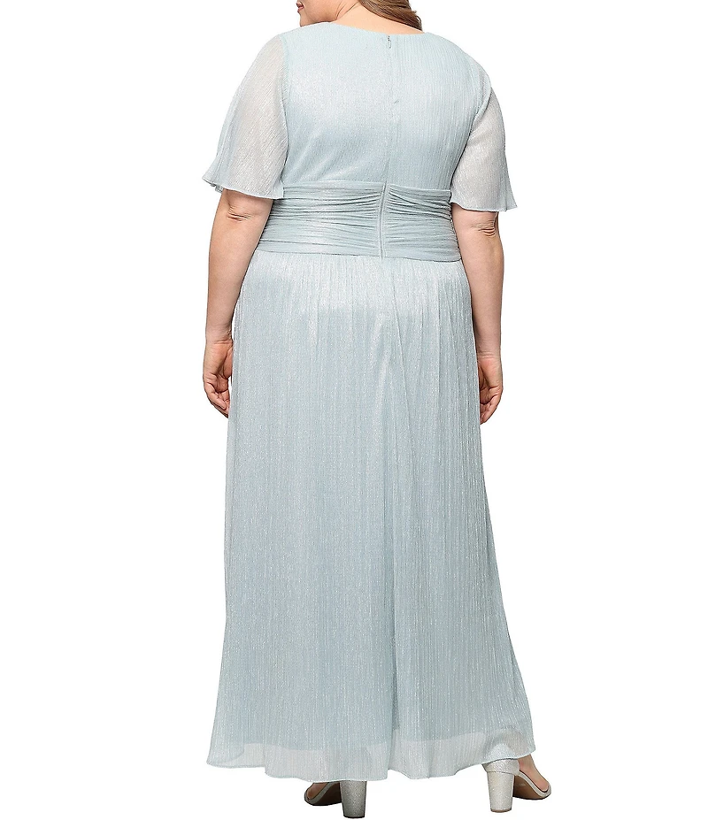 Ignite Evenings Plus Size A-Line Surplice Neck Long Dress