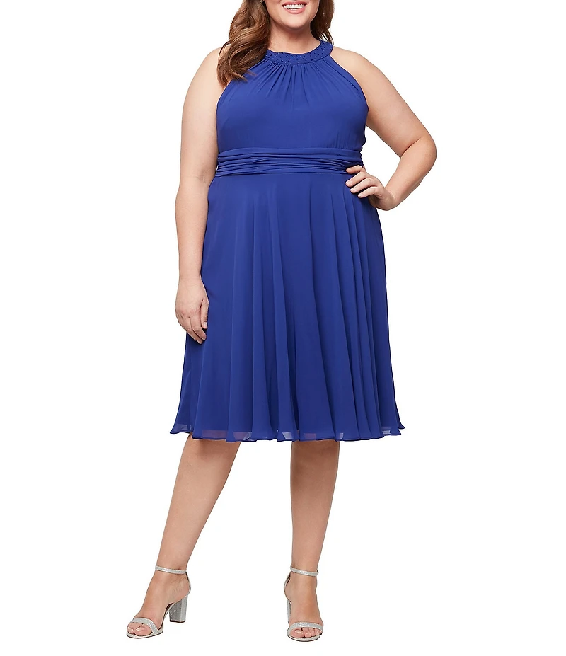 Ignite Evenings Plus Size Chiffon Embellished A-Line Jacket Dress