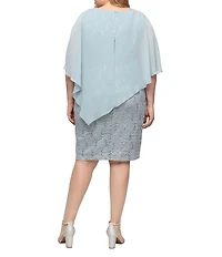 Ignite Evenings Plus Size Embellished Lace Sheath Caplet Short Dress
