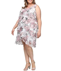 Ignite Evenings Plus Size Floral Print Bodre Jacket Dress