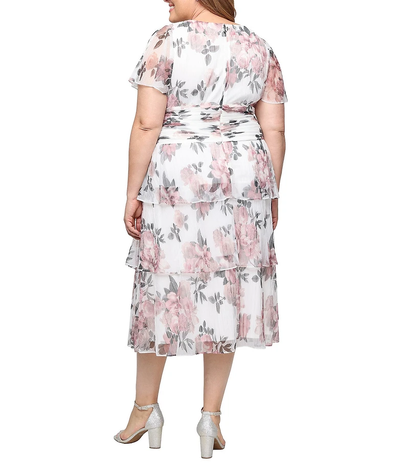 Ignite Evenings Plus Size Floral Print Bodre Midi Dress