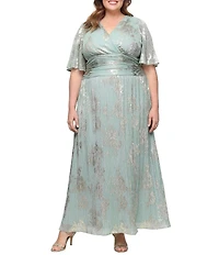 Ignite Evenings Plus Size Foil Long Dress