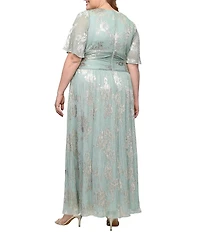 Ignite Evenings Plus Size Foil Long Dress