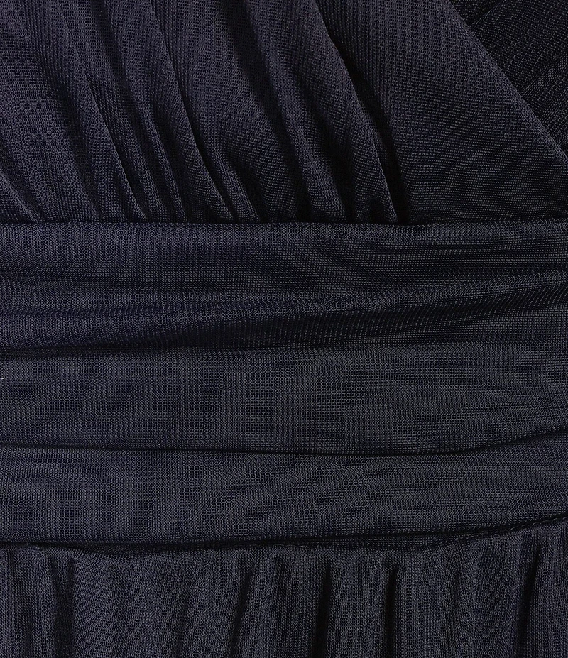 Ignite Evenings Plus Size V Neck 3/4 Sleeve Matte Jersey 2 Piece Jacket Dress
