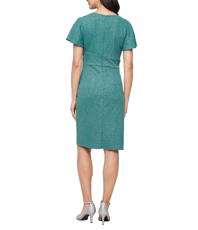 Ignite Evenings Scoop Neck Short Glitter Knit Sheath Dress