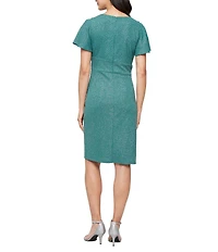 Ignite Evenings Scoop Neck Short Glitter Knit Sheath Dress