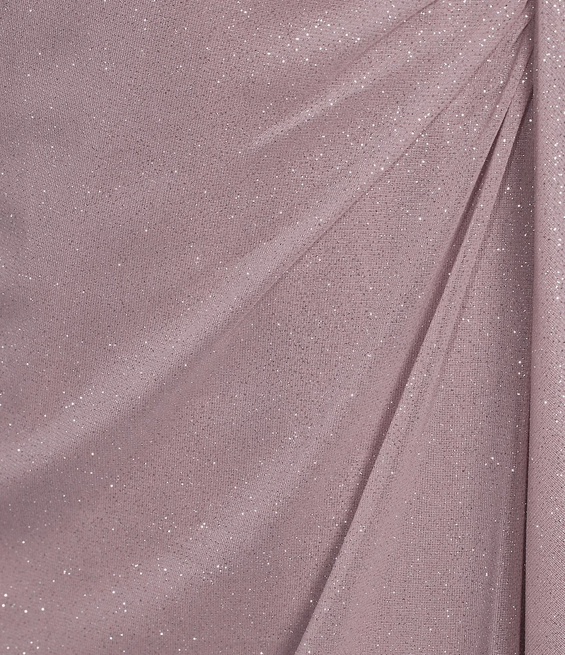 Ignite Evenings Short Flutter Sleeve Scoop Neck Glitter Mesh Dress