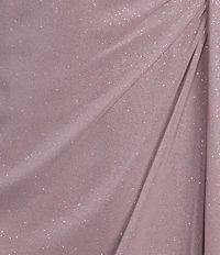 Ignite Evenings Short Flutter Sleeve Scoop Neck Glitter Mesh Dress